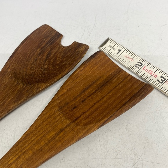 Good Wood Genuine Teak Made in Thailand Salad Serving Bowl Set Utensils 5 Piece - Picture 15 of 17